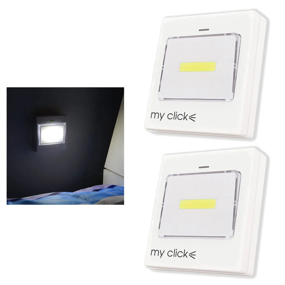2 LED Night Light Cordless COB LED Light Switch Cabinet Closet Battery Operated