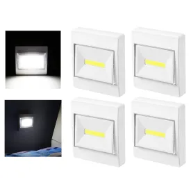 4 Pc Wall Light Cob Touch Wireless Closet Cordless Night Light Battery Operated