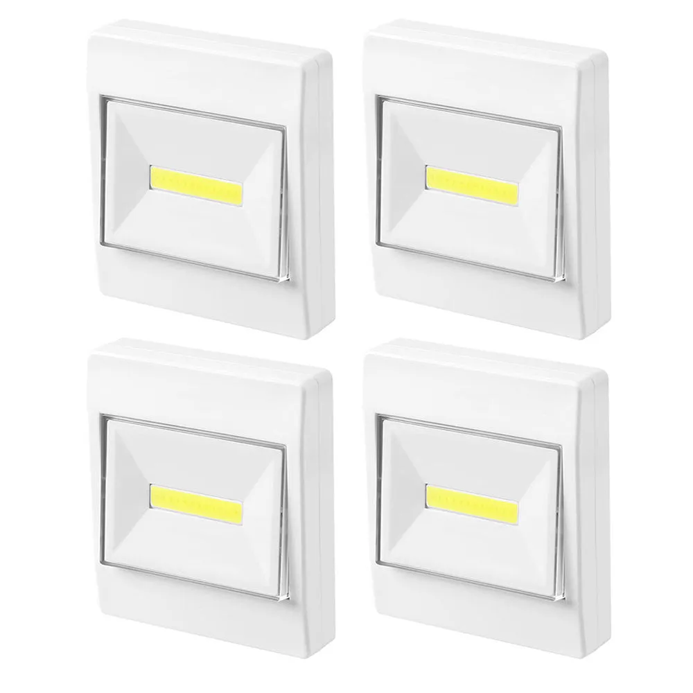 4 Pc Wall Light Cob Touch Wireless Closet Cordless Night Light Battery Operated