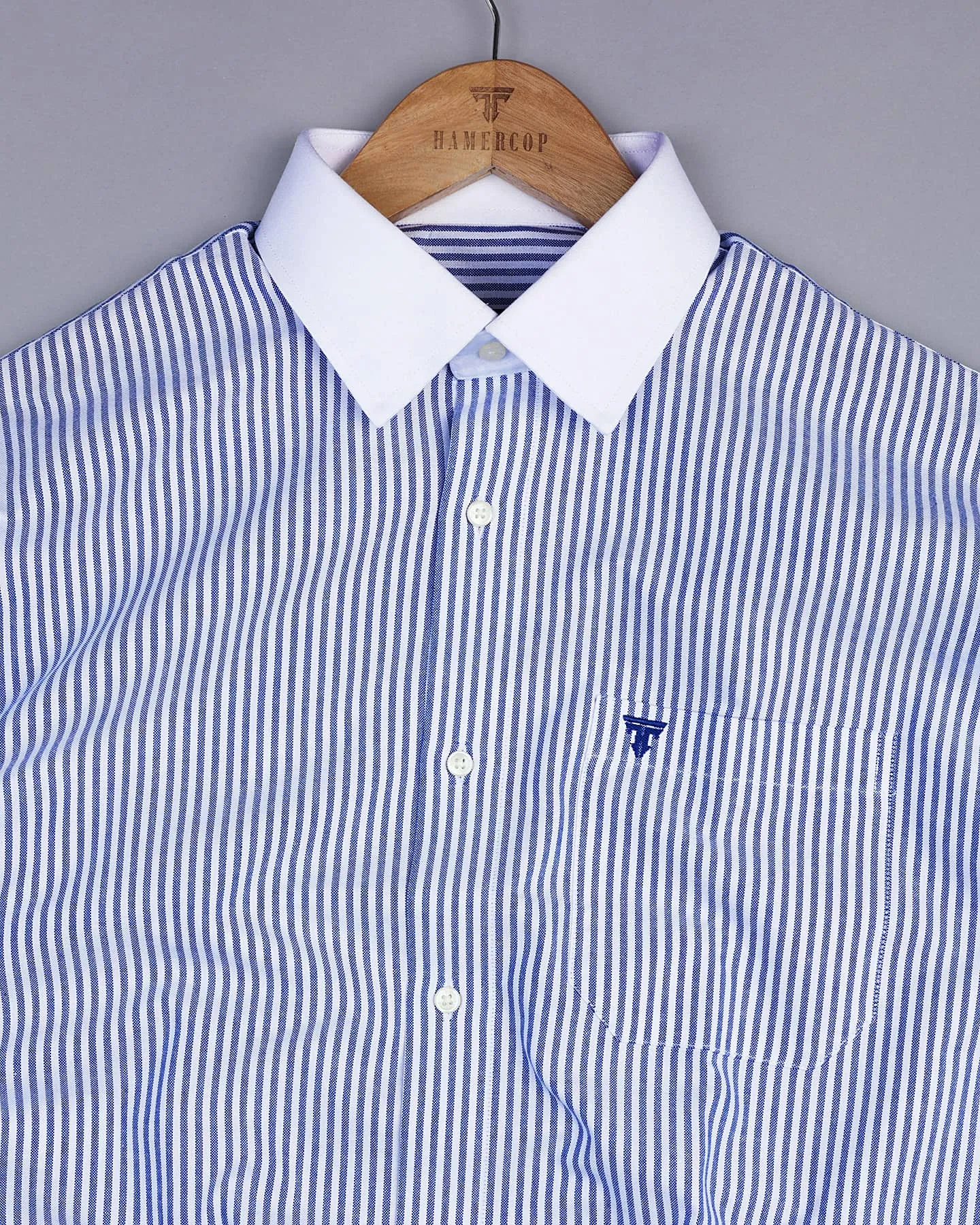 Atlanta Blue Bengal Stripe Oxford Cotton Designer Shirt