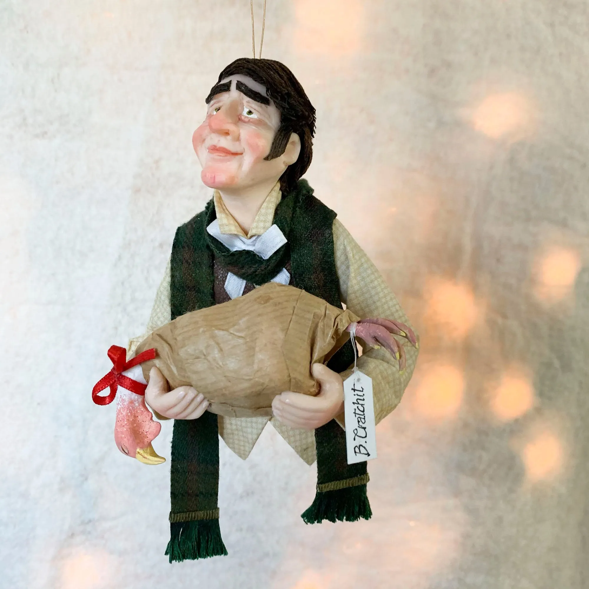 Bob Cratchet with Christmas turkey - Hanging Ornament - A Christmas Carol