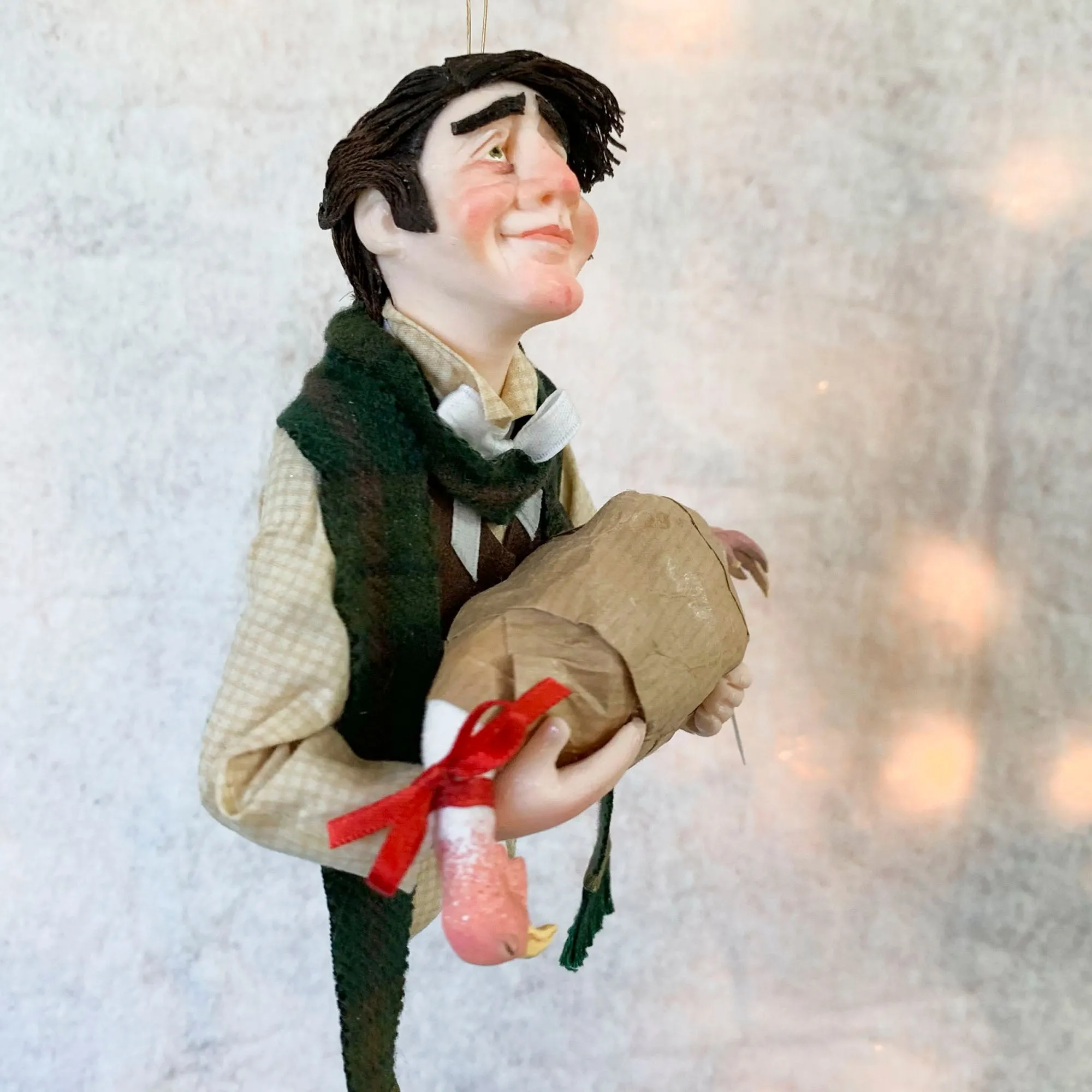Bob Cratchet with Christmas turkey - Hanging Ornament - A Christmas Carol