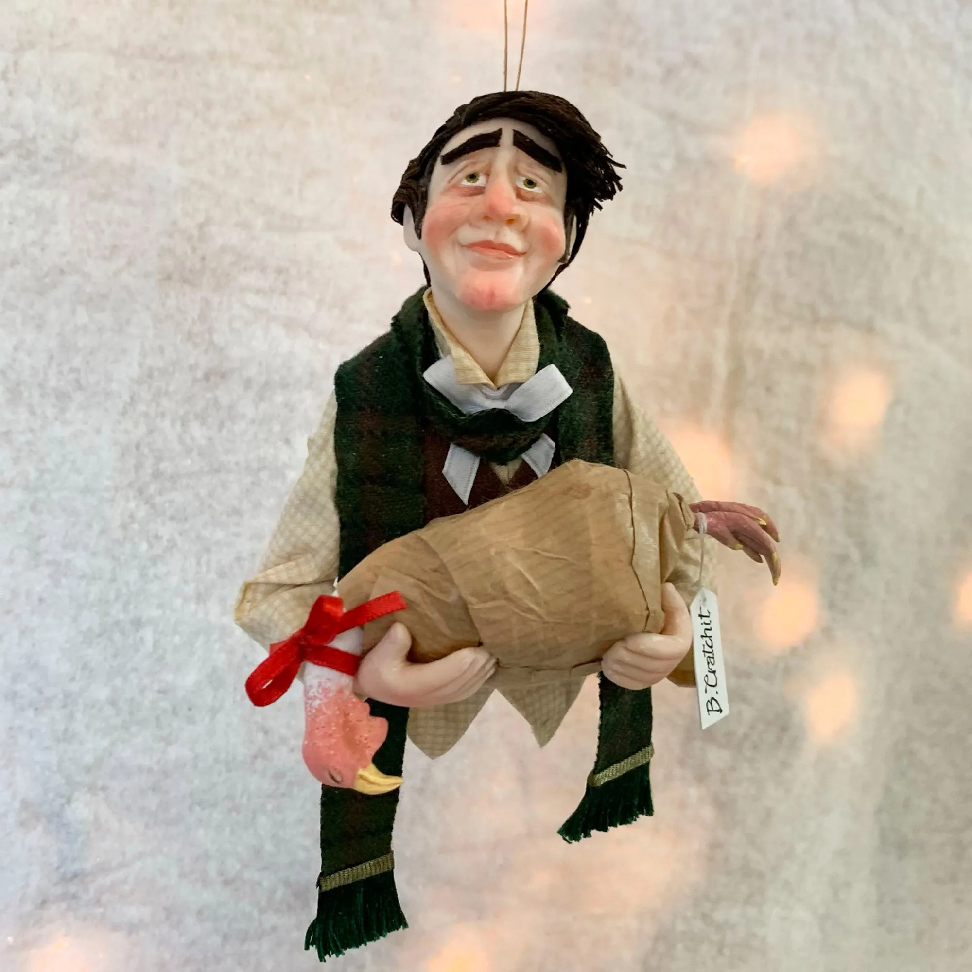 Bob Cratchet with Christmas turkey - Hanging Ornament - A Christmas Carol