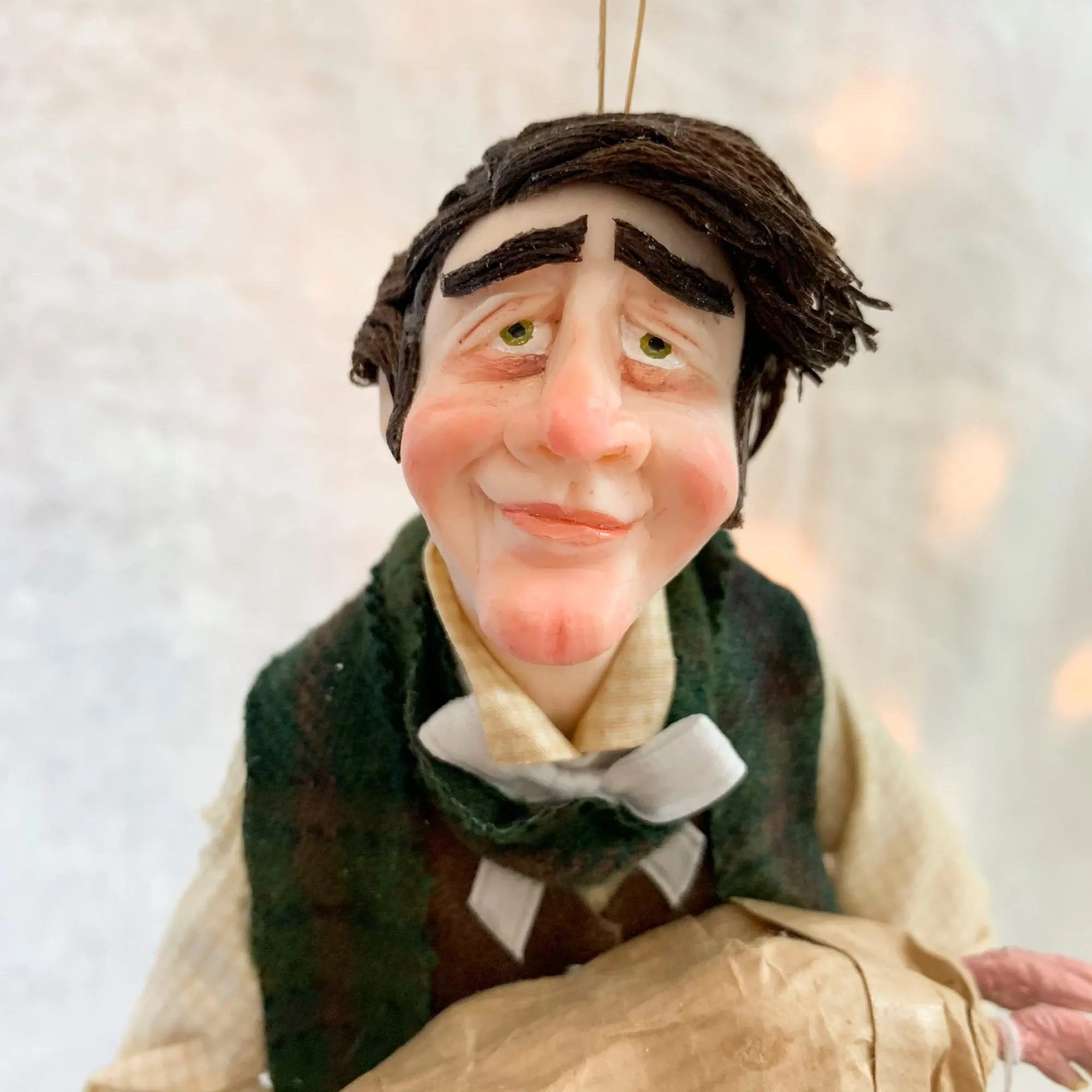 Bob Cratchet with Christmas turkey - Hanging Ornament - A Christmas Carol