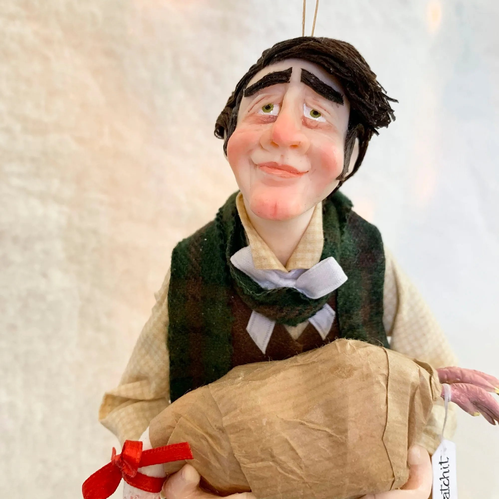Bob Cratchet with Christmas turkey - Hanging Ornament - A Christmas Carol