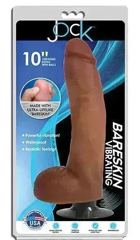 JOCK 10" Bareskin Vibrating Dong with Balls Latte