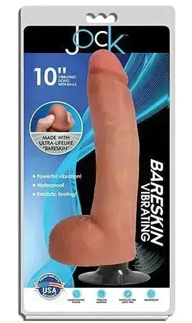 JOCK 10" Bareskin Vibrating Dong with Balls Vanilla