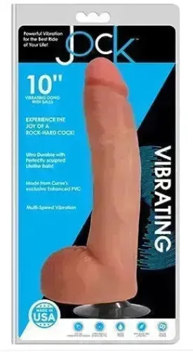 Jock 10" Vibrating Dong With Balls Vanilla