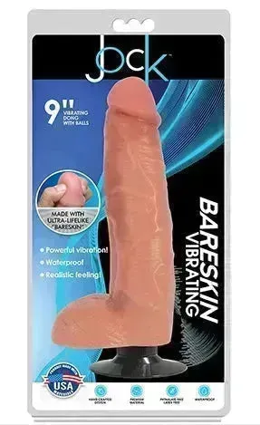 JOCK 9" Bareskin Vibrating Dong with Balls Vanilla