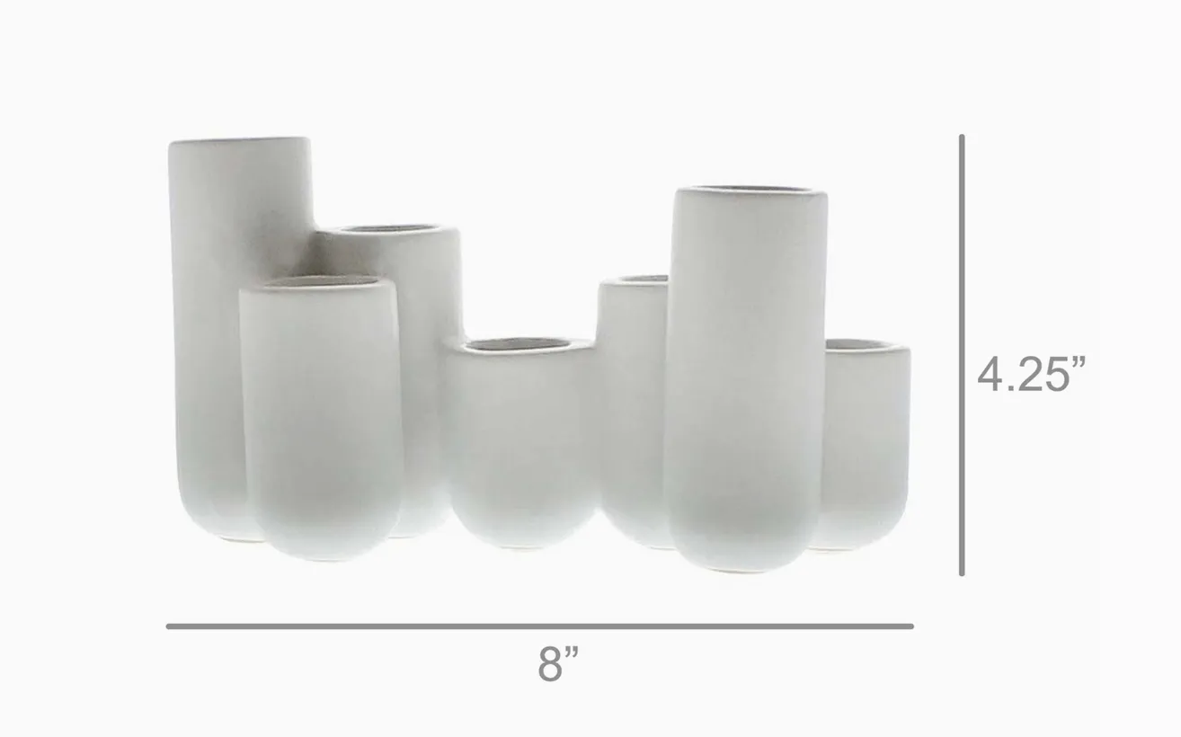 Luna Ceramic Bud Vase Cluster - Matte White