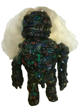 Monstro Primitivo Sofubi Custom Multi-Paint Rub on Black Spray Frank Mysterio Mexafubi Designer Art Toy