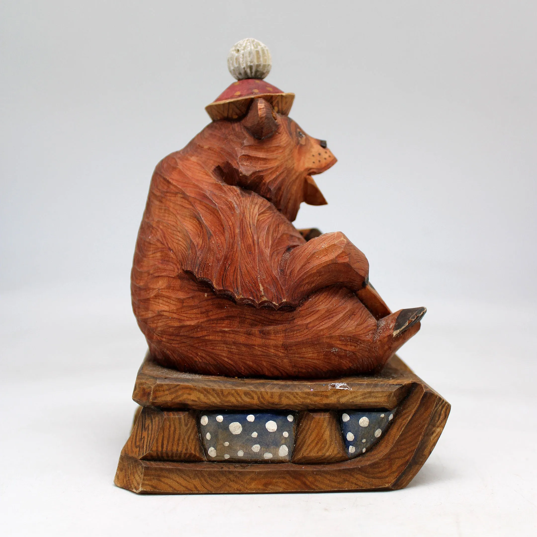 One-of-a-Kind Bear with Balalaika WOODCARVED Figurine 6x45x35 by GDeBrekht - Unique Handcrafted and Handpainted Collectible