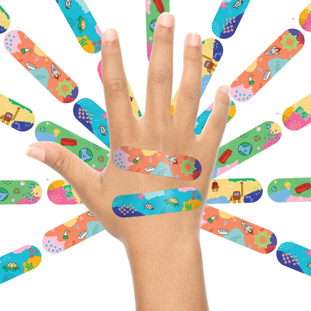 Ouchie Non-Toxic Printed Bandages Jumbo Pack (80 Pack) - Pink Blink, Fantasy Creature,'Ouchie x MuSo' & Tropical Burst