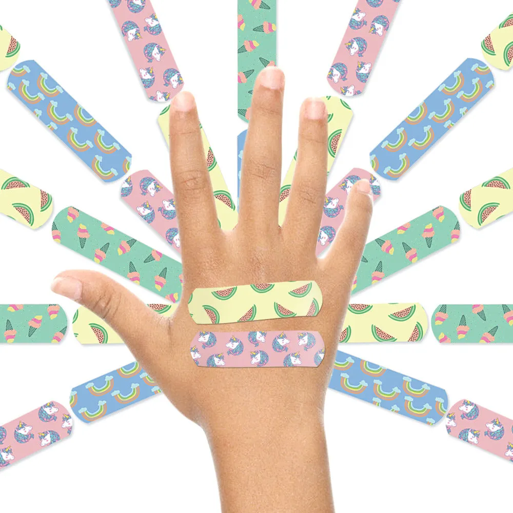 Ouchie Non-Toxic Printed Bandages Jumbo Pack (80 Pack) - Pink Blink, Fantasy Creature,'Ouchie x MuSo' & Tropical Burst