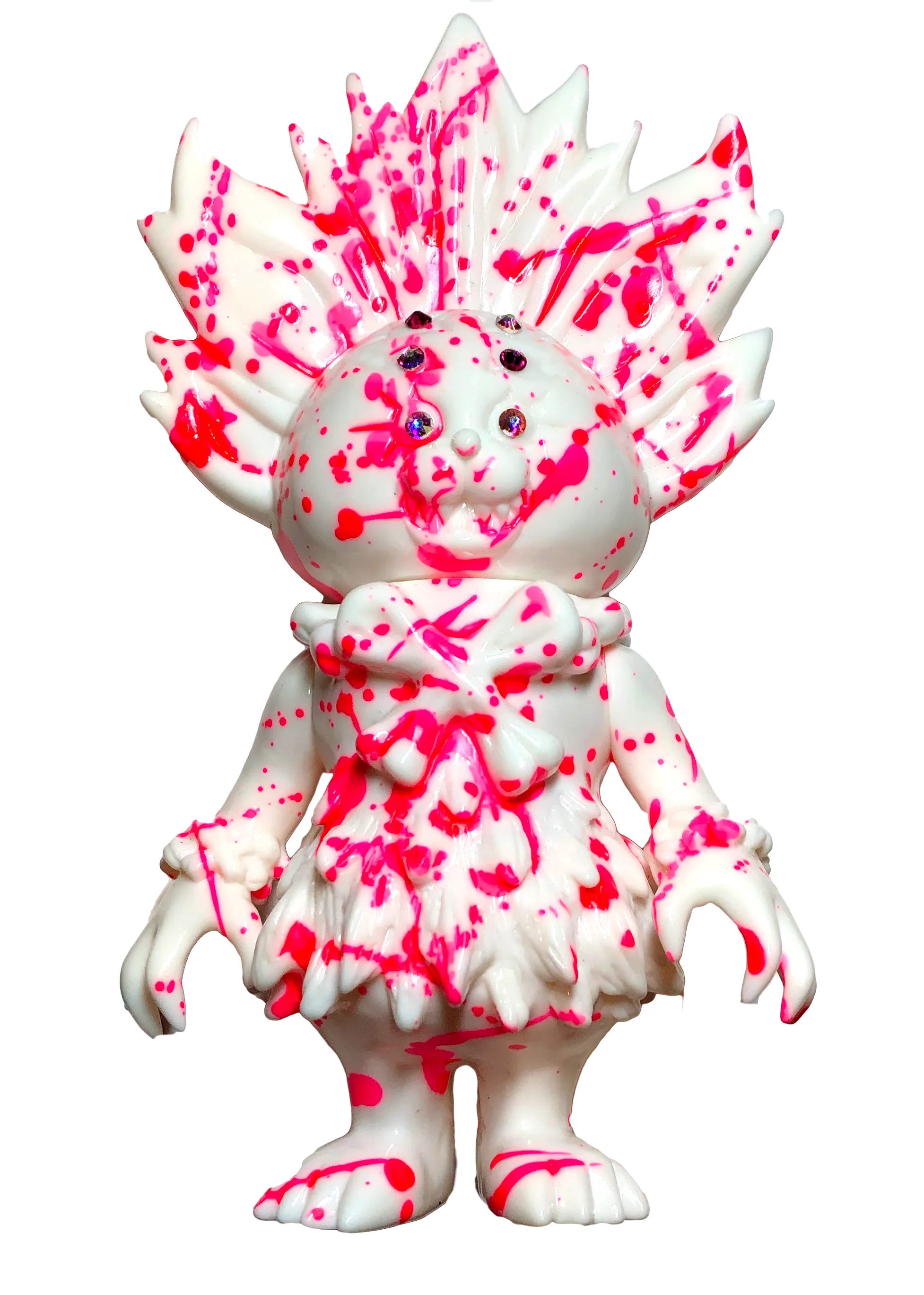SIO Maharaja Sofubi One-Off Custom Kaiju White Soft Vinyl Figure w/ Pink Marble Splatter Paint