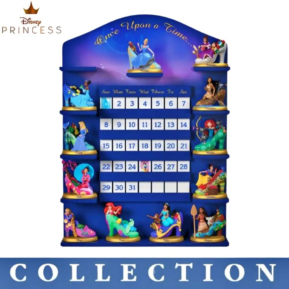 The Bradford Exchange Disney Princess Perpetual Calendar Collection Issue #1: JAN-FEB Featuring Cinderella & Tiana Handcrafted and Hand-Painted High-Heeled Shoe Sculptures 2.75-inches