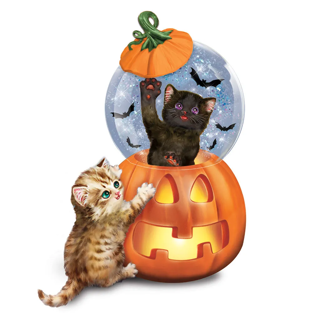 The Bradford Exchange Happy Meow-loween Illuminated Holiday Water Globe Sculpture Collection by Kayomi Harai 4.2-inches